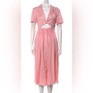 Emilia George Linen Shirt Dress Cut Out Maternity Size XS Pink $375